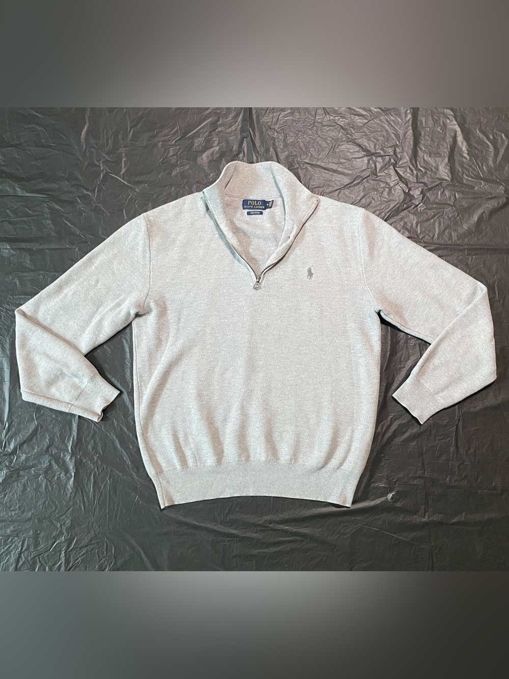 Polo Ralph Lauren Pima Cotton Quarter Zip Sweater Men’s Medium Gray Pullover